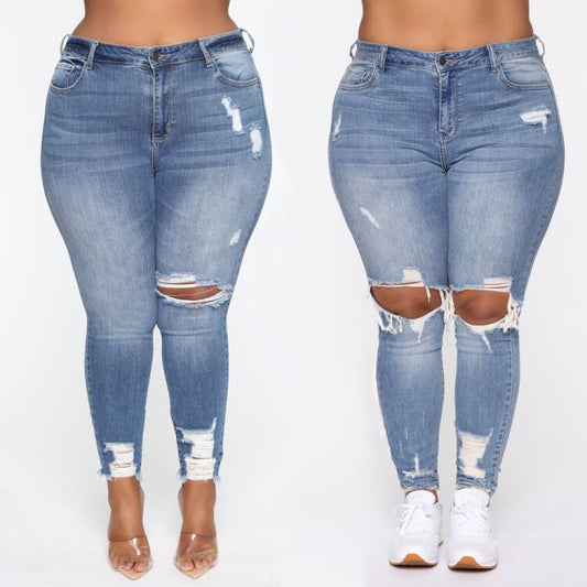 Stretch Ripped Women Plus Jeans
