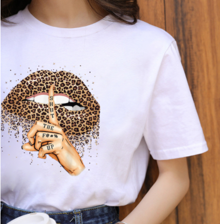 Leopard Lip Print Short-sleeved T-shirt
