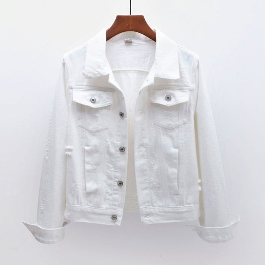 Frayed White Denim Jacket