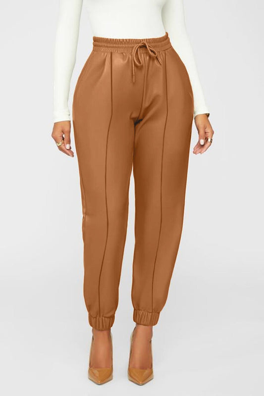 Faux Leather High Waist Trousers