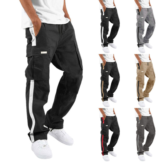 Men's Fashion Casual Drawstring Drawstring Pocket Color Blocking Pants